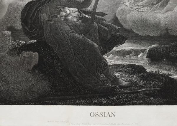 Etching Ossian Engraving After François Gérard 19th C Old Print