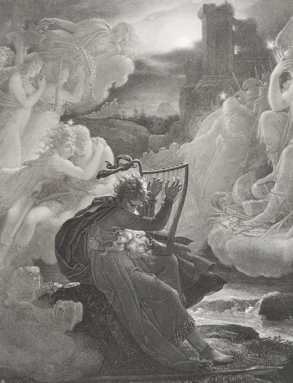 Etching Ossian Engraving After François Gérard 19th C Old Print