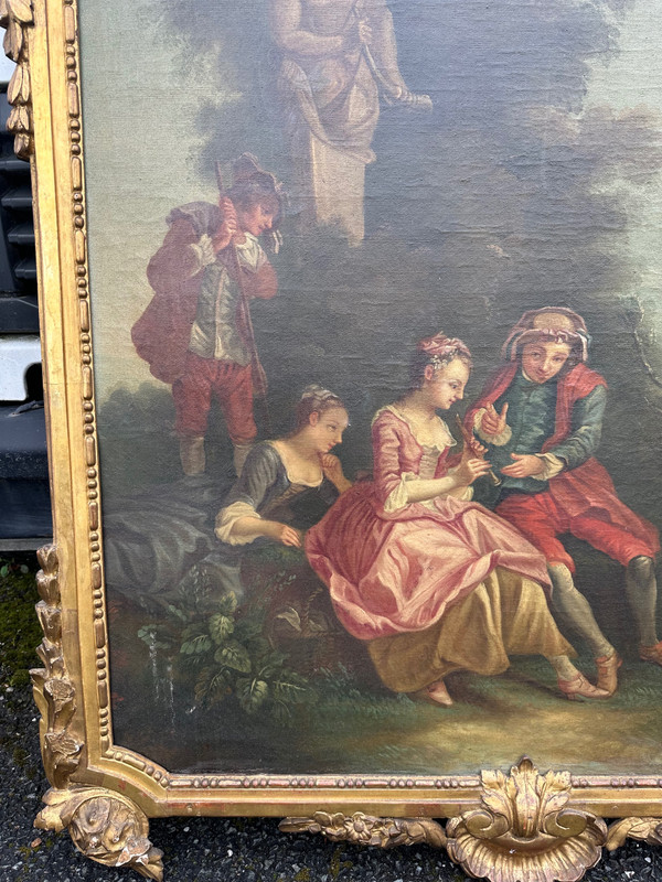 Top Of Door From The End Of The 18th Century Representing Children Playing On A Swing