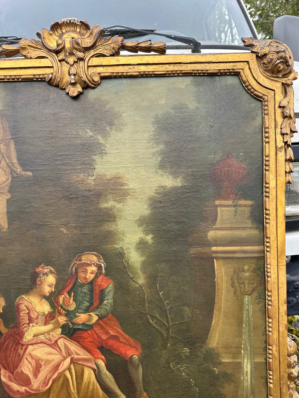 Top Of Door From The End Of The 18th Century Representing Children Playing On A Swing