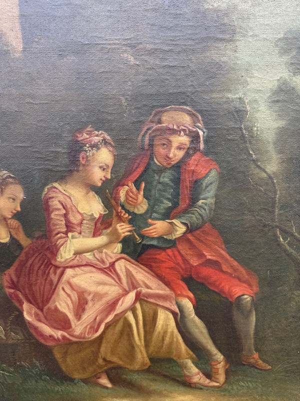 Top Of Door From The End Of The 18th Century Representing Children Playing On A Swing
