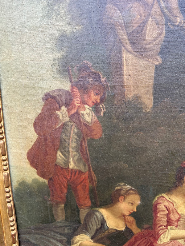 Top Of Door From The End Of The 18th Century Representing Children Playing On A Swing