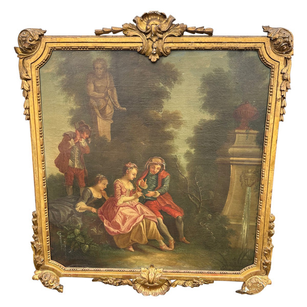 Top Of Door From The End Of The 18th Century Representing Children Playing On A Swing