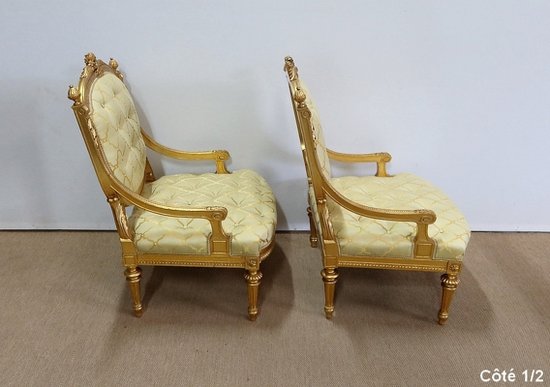 Paire de Fauteuils à la Reine Louis XVI, époque Napoléon III – Milieu XIXème