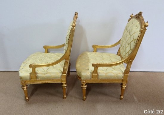 Paire de Fauteuils à la Reine Louis XVI, époque Napoléon III – Milieu XIXème