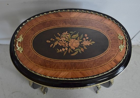  Jardinière Marquetée, en Placage de Thuya et Bois Noirci, époque Napoléon III - XIXe 