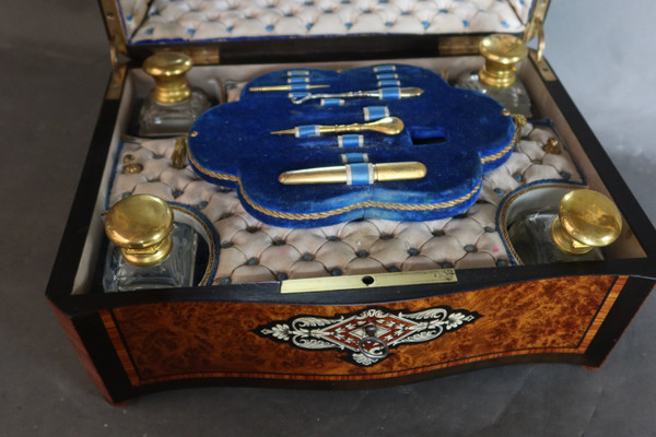 Napoleon III magnifying glass and marquetry box