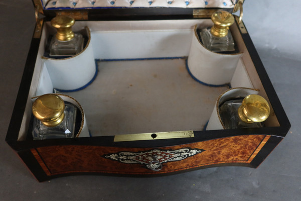 Napoleon III magnifying glass and marquetry box