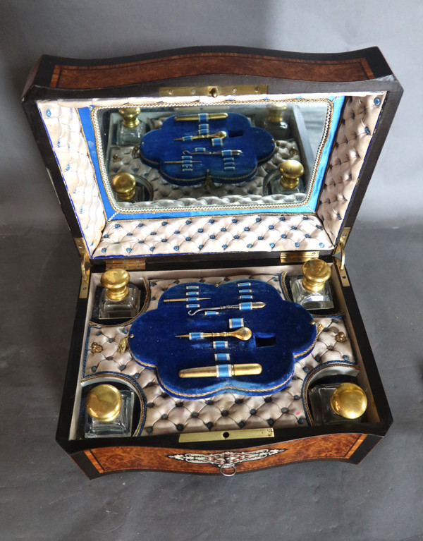 Napoleon III magnifying glass and marquetry box