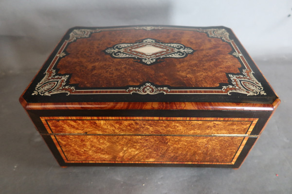 Napoleon III magnifying glass and marquetry box