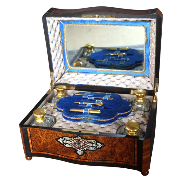 Napoleon III magnifying glass and marquetry box