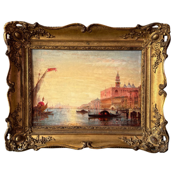 Charles-Clément CALDERON Grand Canal à Venise Huile sur panneau 