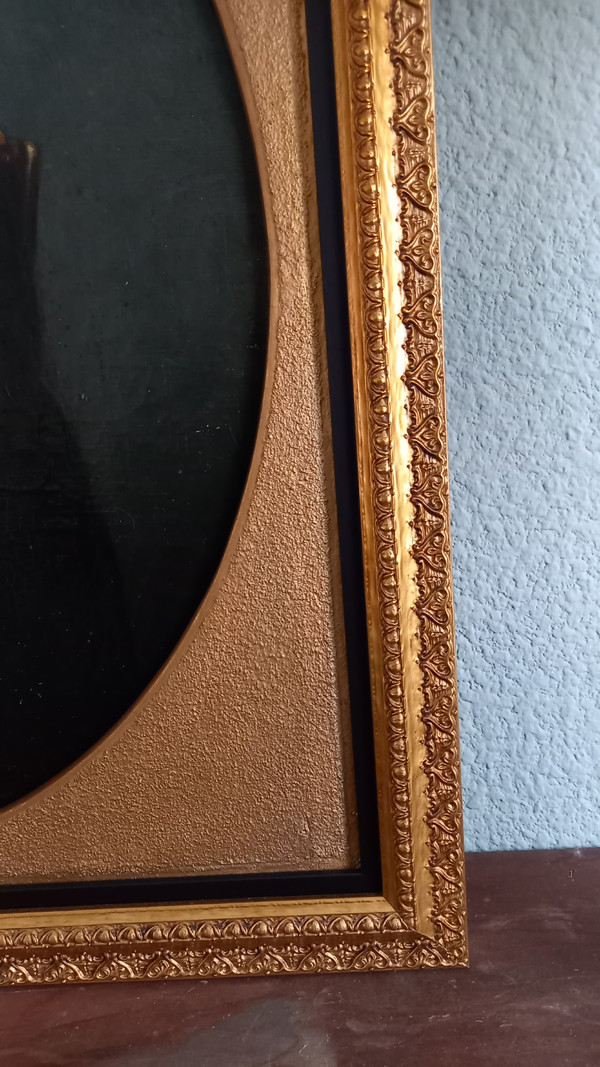 Öl auf Leinwand Porträt von Mutter und Kind XIX.