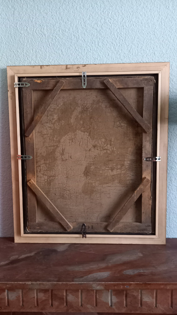 Öl auf Leinwand Porträt von Mutter und Kind XIX.