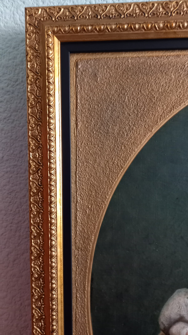Öl auf Leinwand Porträt von Mutter und Kind XIX.