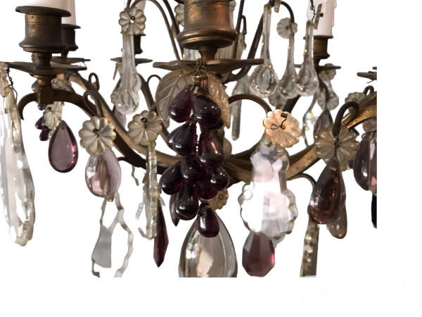 Lustre à cristaux d'époque 19 ème à 8 lumières