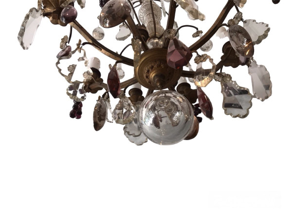 Lustre à cristaux d'époque 19 ème à 8 lumières