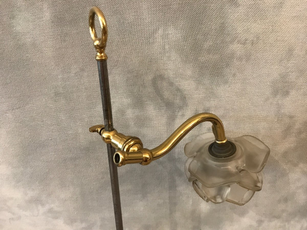 lampe ancien en fer et laiton poli d'époque 19 ème 