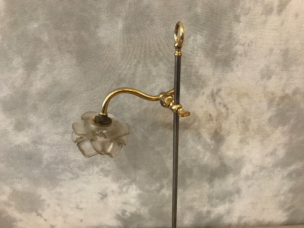 lampe ancien en fer et laiton poli d'époque 19 ème 