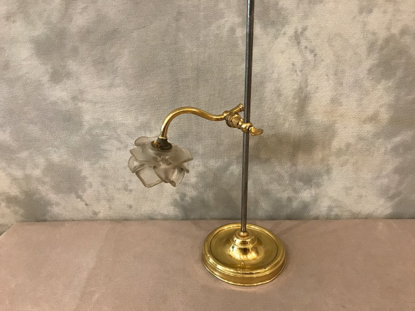 lampe ancien en fer et laiton poli d'époque 19 ème 
