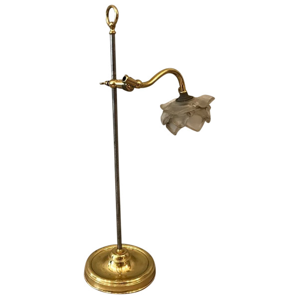 lampe ancien en fer et laiton poli d'époque 19 ème 