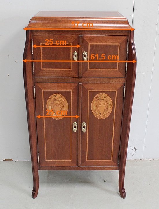  Mobiletto Piccolo in Mogano e Legno Pregiato, Periodo Art Nouveau - Inizio XX Secolo