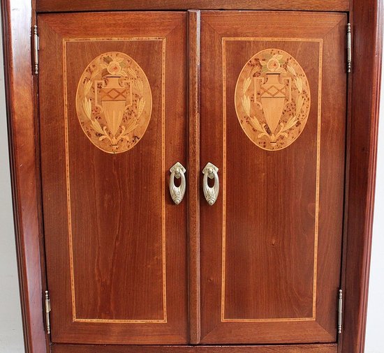  Mobiletto Piccolo in Mogano e Legno Pregiato, Periodo Art Nouveau - Inizio XX Secolo