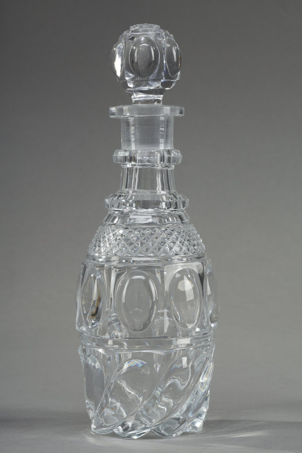 Servizio da liquore in bronzo dorato e cristallo molato del periodo Carlo X