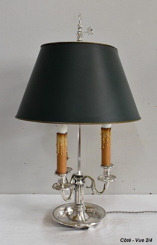  Importante Lampada Porta Acqua Calda in Metallo Argentato, gusto Luigi XVI - Fine XIX secolo