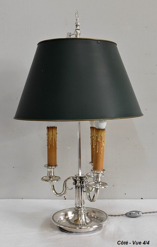  Importante Lampada Porta Acqua Calda in Metallo Argentato, gusto Luigi XVI - Fine XIX secolo