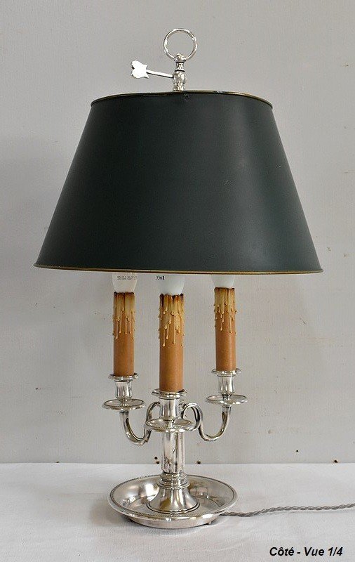  Importante Lampada Porta Acqua Calda in Metallo Argentato, gusto Luigi XVI - Fine XIX secolo