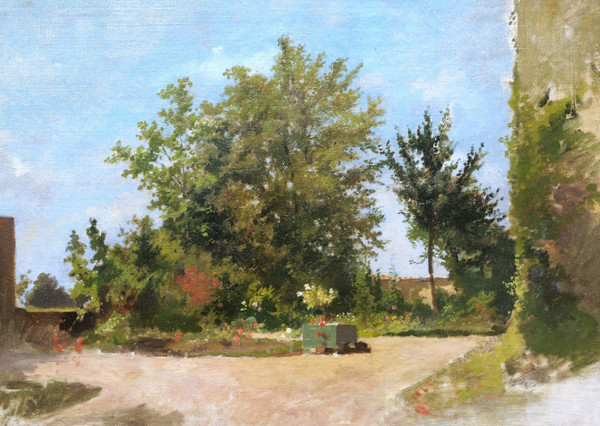 SCUOLA FRANCESE 1900 circa, Giardino soleggiato