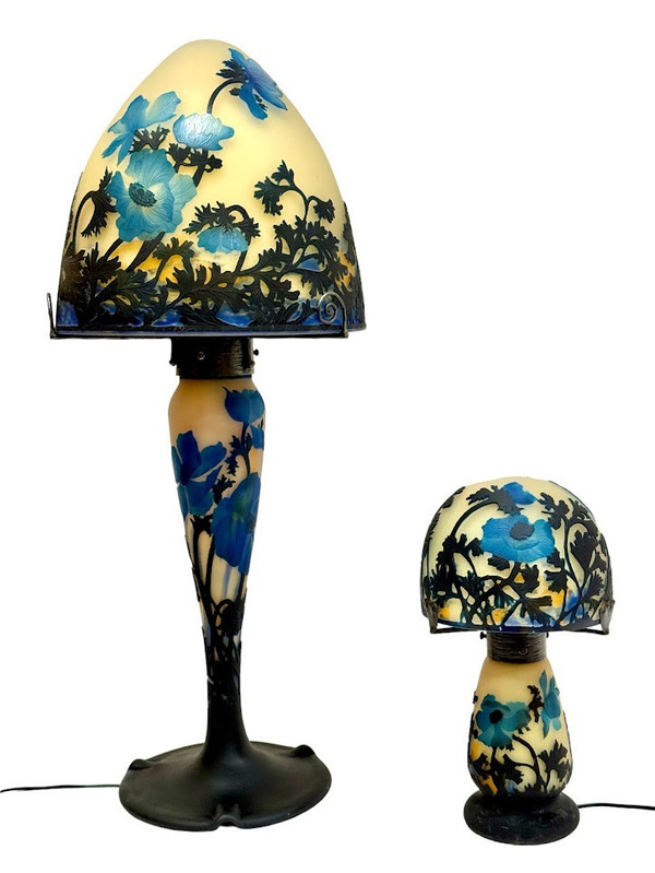 Lampada a fungo Muller "Anemone blu" di grandi dimensioni