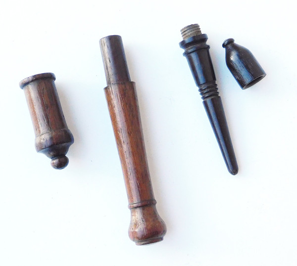Lot Of Two Turned Wood Needle Cases Late 19th Early 20th