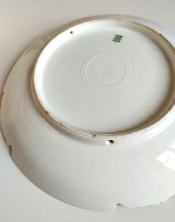 Limoges Plat En Porcelaine Peinte Les Roses Et Les Oiseaux