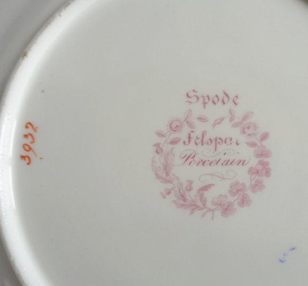 Manufacture Spode : paire d'assiettes à gâteaux en porcelaine mandarine & or - XIXe siècle vers 1820