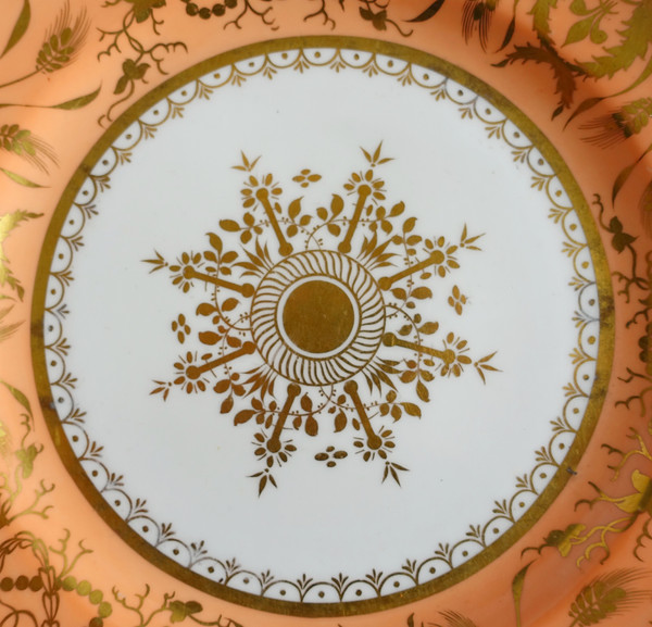 Manufacture Spode : paire d'assiettes à gâteaux en porcelaine mandarine & or - XIXe siècle vers 1820
