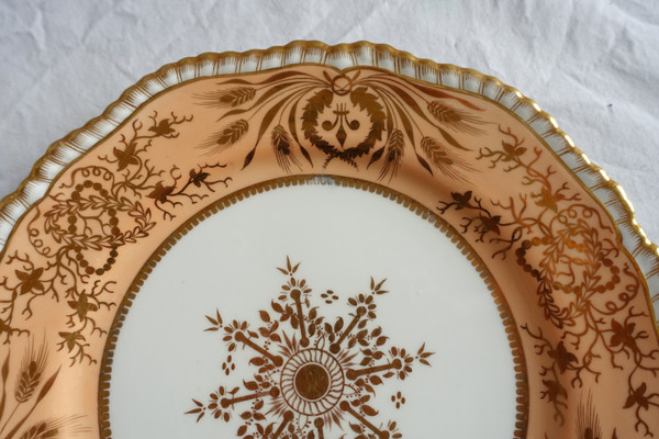Manufacture Spode : paire d'assiettes à gâteaux en porcelaine mandarine & or - XIXe siècle vers 1820