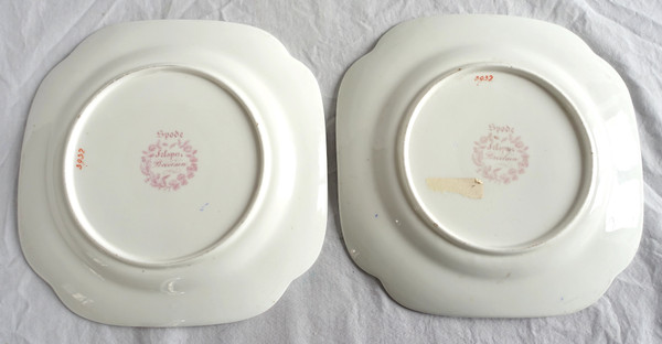 Manufacture Spode : paire d'assiettes à gâteaux en porcelaine mandarine & or - XIXe siècle vers 1820