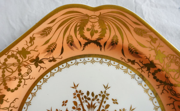 Manufacture Spode : paire d'assiettes à gâteaux en porcelaine mandarine & or - XIXe siècle vers 1820