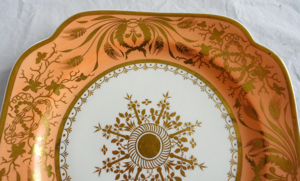 Manufacture Spode : paire d'assiettes à gâteaux en porcelaine mandarine & or - XIXe siècle vers 1820
