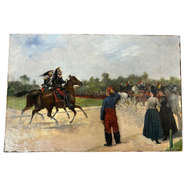 Albert Bligny (1849-1908) The Military Parade - Oil on canvas