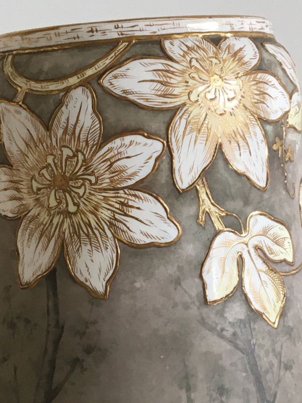 Coppia di vasi in ceramica, firmati Franz Anton Mehlen, Art Nouveau