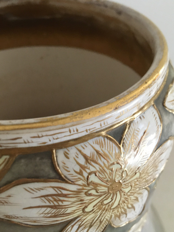 Coppia di vasi in ceramica, firmati Franz Anton Mehlen, Art Nouveau