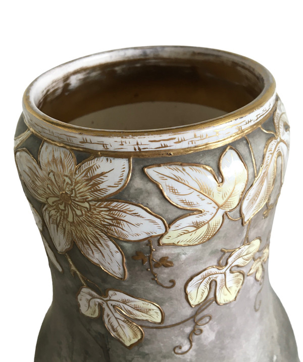 Coppia di vasi in ceramica, firmati Franz Anton Mehlen, Art Nouveau