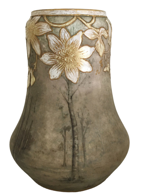 Coppia di vasi in ceramica, firmati Franz Anton Mehlen, Art Nouveau
