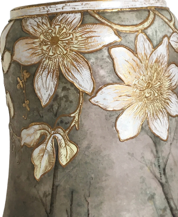 Coppia di vasi in ceramica, firmati Franz Anton Mehlen, Art Nouveau