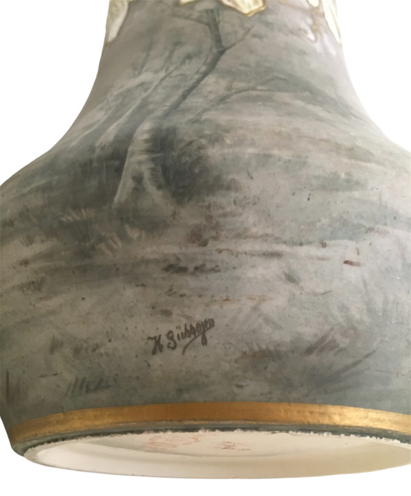 Coppia di vasi in ceramica, firmati Franz Anton Mehlen, Art Nouveau