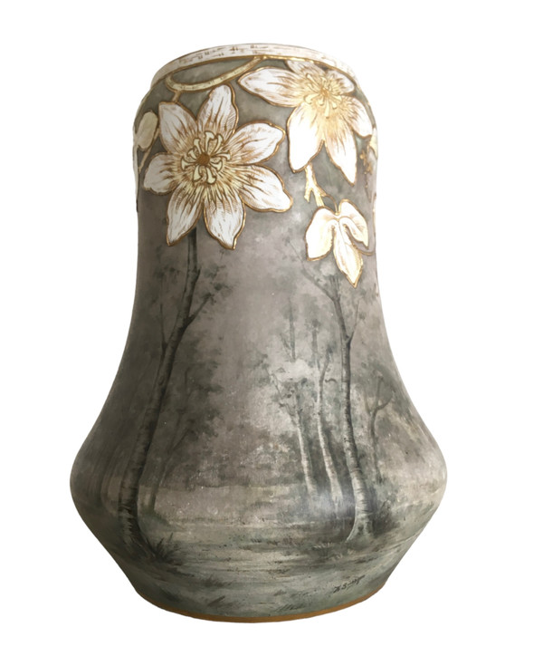 Coppia di vasi in ceramica, firmati Franz Anton Mehlen, Art Nouveau