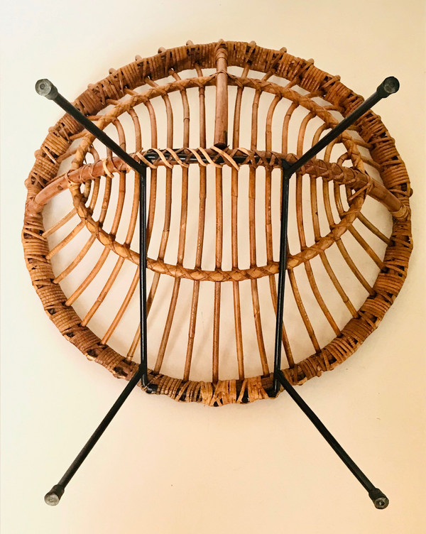 Ein Paar Rattan-Schalensessel, die Franco Albini zugeschrieben werden, Italien 60er Jahre